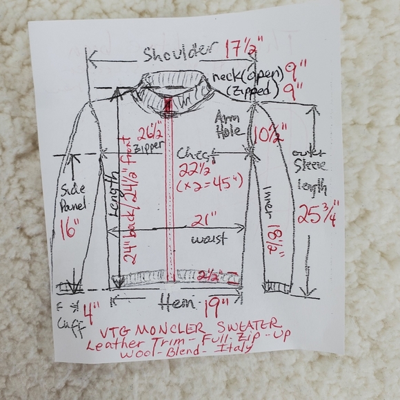 Vtg Moncler Sweater Men L Brown Gray Wool Blend Full Zip Suede Detail. Italy - Picture 3 of 12